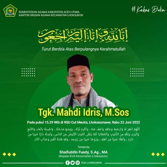 Penulis Islam Guru Mahdi Idris Teungku Aceh Pintar Menulis Sastra Itu Telah Pergi