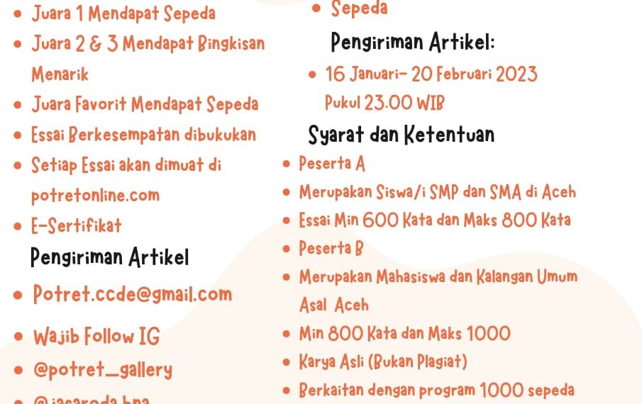 Majalah POTRET Gelar Lomba Menulis Essai Se-Aceh