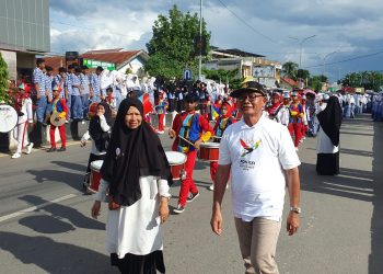 Ramai- Ramai Menyambut Kirab Api PON XXI di Bireun