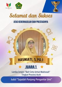 Hasniati, S.Pd.I Raih Juara 1 Lomba Cerpen se-Provinsi Aceh pada HAB ke-79 - 10588be6 af6d 4c76 9016 ca7034350540 | Aceh | Potret Online
