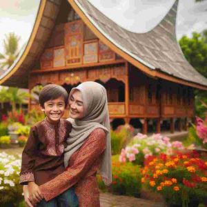 Kata Mandeh - gambaran seorang anak laki dan ibunya di depan rumah minangkabau | Puisi | Potret Online