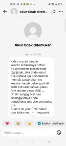 Dapat DM dari Akun Tidak Ditemukan - 0656b9b5 ced6 43a6 9de5 6104ee9be3fe | #Gerakan Menulis | Potret Online