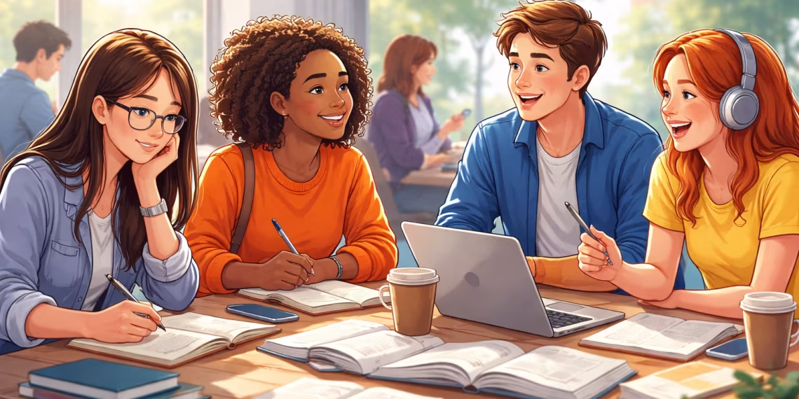 Collaborative study session in bright space