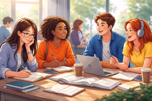 Collaborative study session in bright space