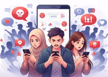 Ilustrasi dampak media sosial terhadap prasangka dan hate speech di masyarakat