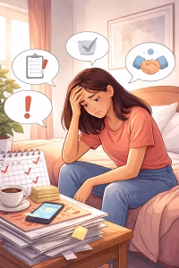 Ilustrasi seseorang merasa tertekan karena berusaha memenuhi harapan banyak orang sekaligus