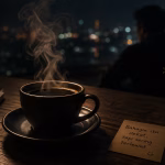 kopi hitam di malam hari suasana tenang refleksi tentang kebahagiaan