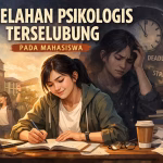 ilustrasi kelelahan psikologis mahasiswa akibat tekanan akademik