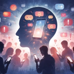 Ilustrasi pengaruh media sosial terhadap prasangka dan penyebaran informasi di era digital