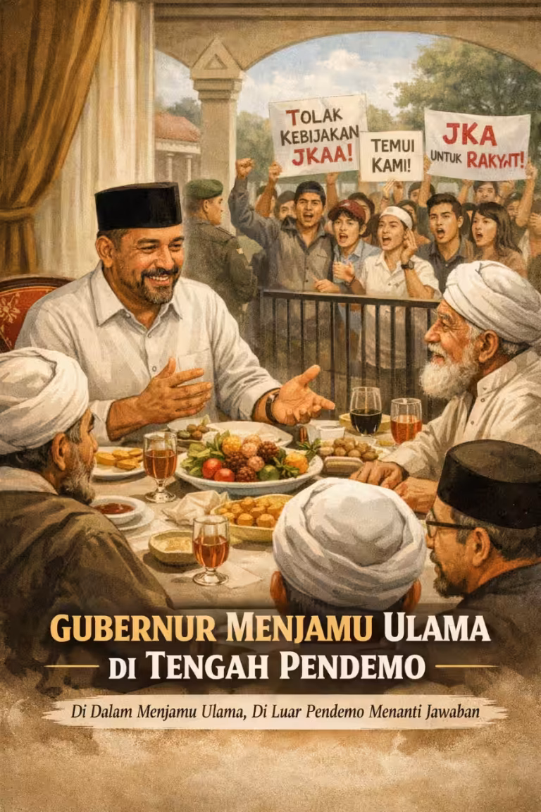 Gubernur Menjamu Ulama Di Tengah Pendemo yang Ingin Berjumpa Berdiskusi Soal JKA