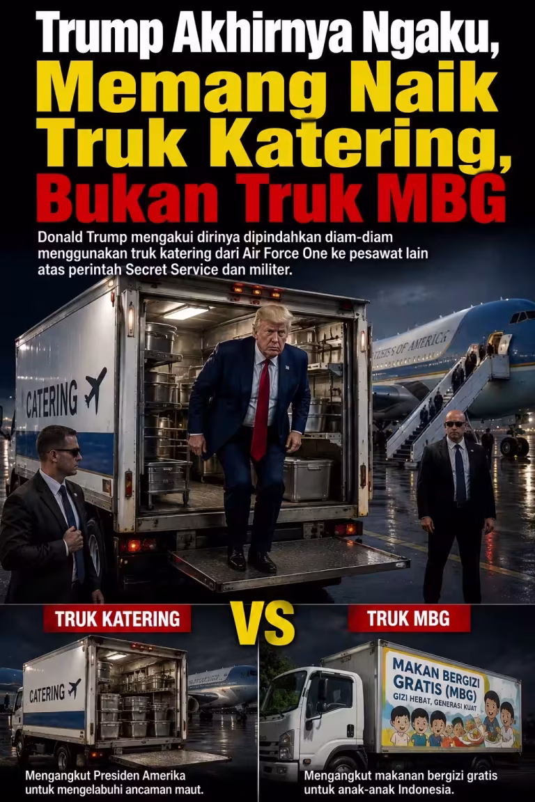 Trump Akhirnya Ngaku, Memang Naik Truk Katering, Bukan Truk MBG